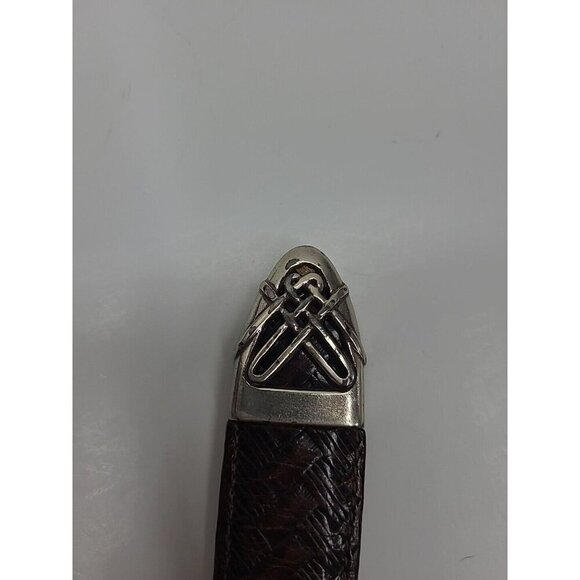 Vintage Brighton Brown Leather Weave Belt Women's Size M 32 - Picture 6 of 8